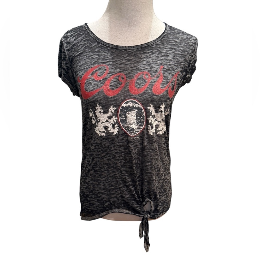 Rock & Republic Coors Women’s Dark Gray Semi Sheer Tie Shirt - Size Small